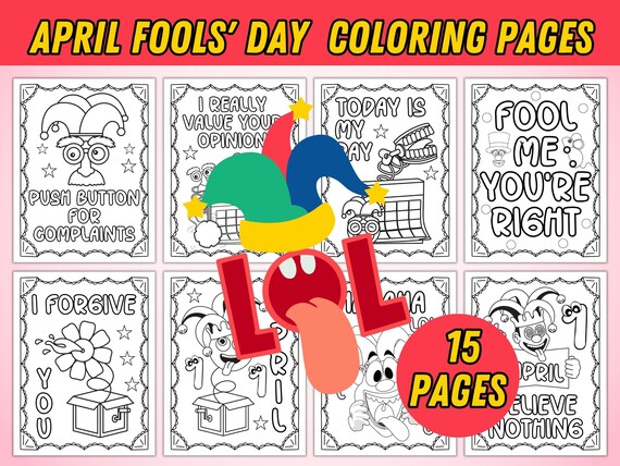 April fools day coloring pages april fools day printable coloring sheets st april fool day activity for kids instant download