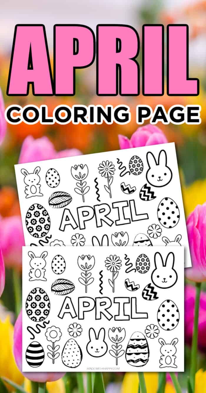 Free printable april coloring page for spring