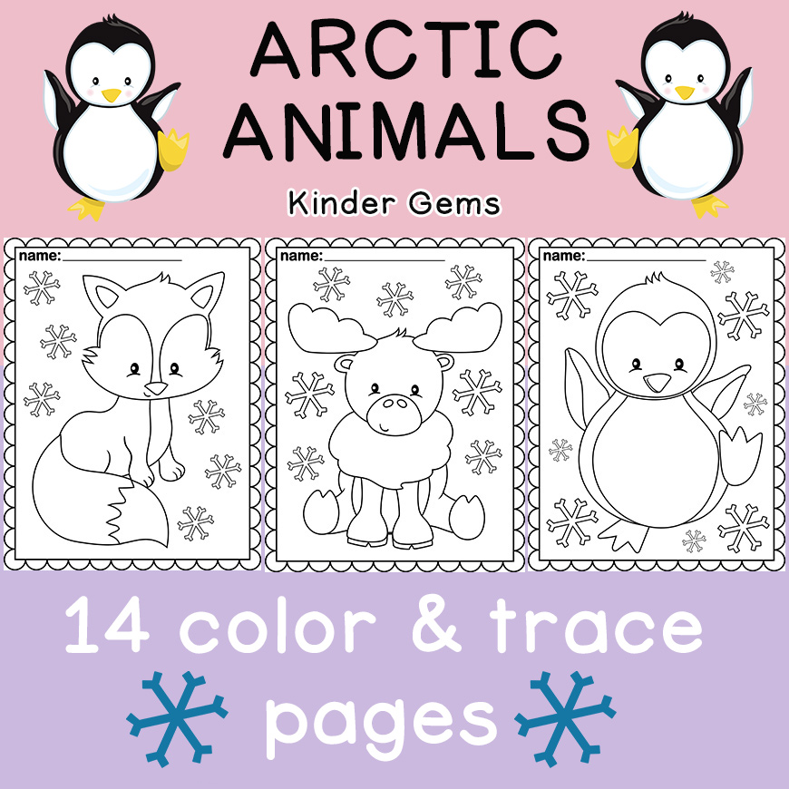 Arctic animals coloring pages tracing letters winter unit kindergarten made by teachers