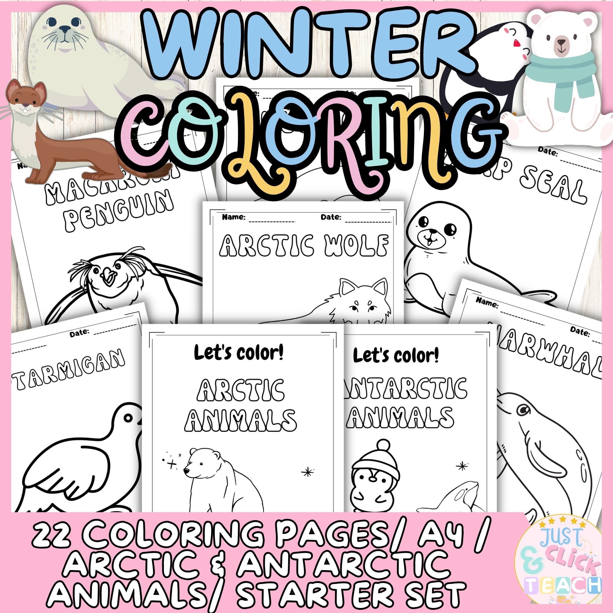 Winter no prep coloring pages antarctic and arctic animals coloring pages made by teachers