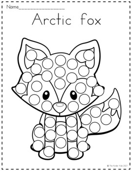 Arctic animals dot markers coloring pages by the kinder kids tpt