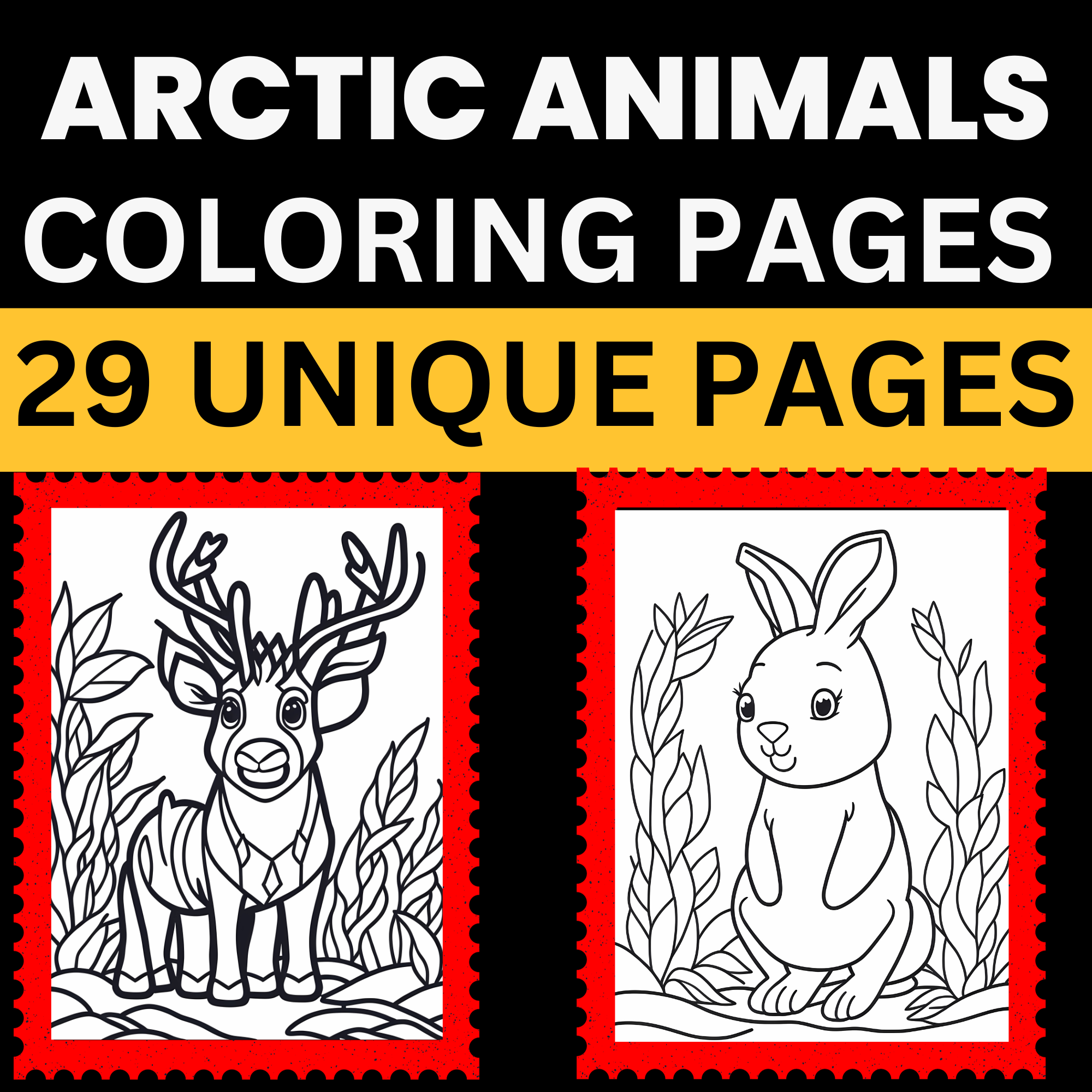 Cute arctic animals coloring pages