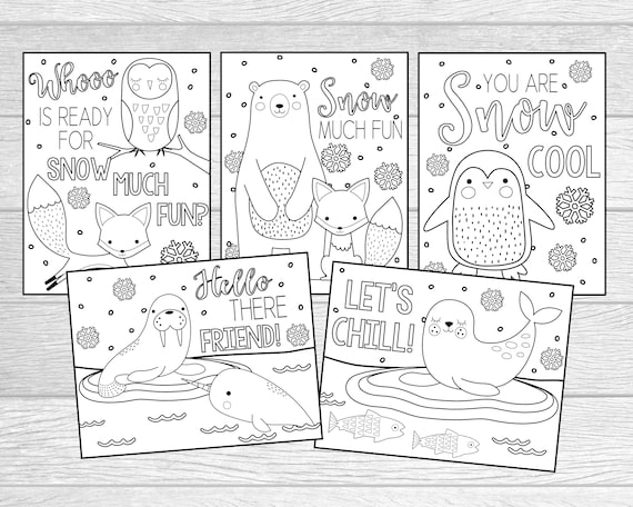 Printable winter animal coloring pages for kids or adults snow much fun arctic animal coloring pages instant digital download