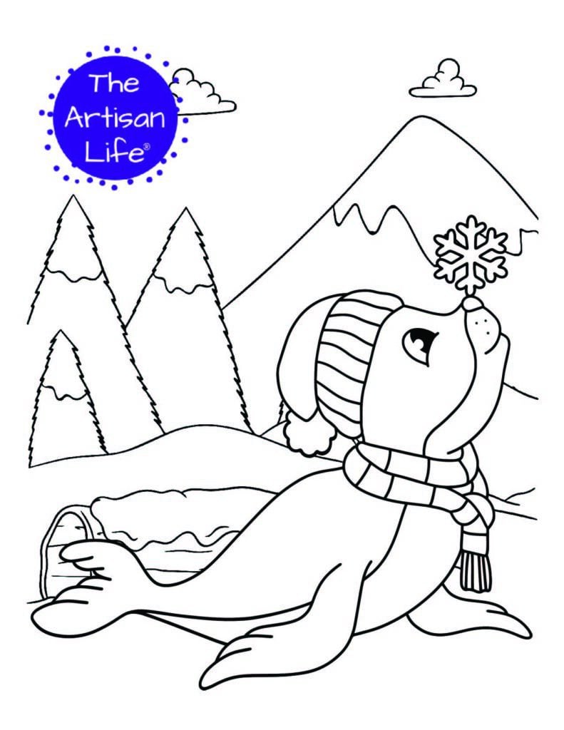 Free printable winter animal coloring pages for kids