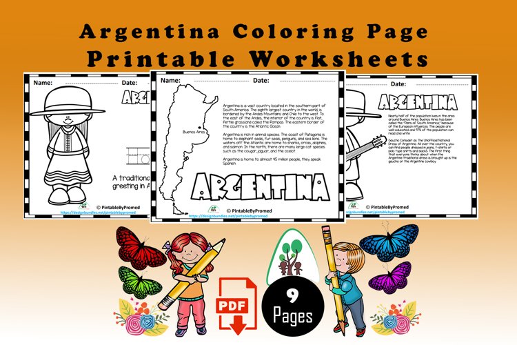 Argentina coloring page for kids to read color and learn