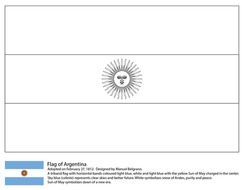 Argentina flag coloring page free printable coloring pages