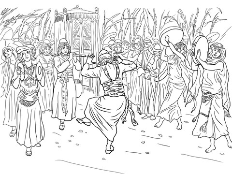 King david dancing before the ark of the covenant coloring page free printable coloring pages