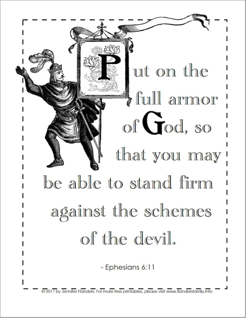 Put on the full armor of god coloring page