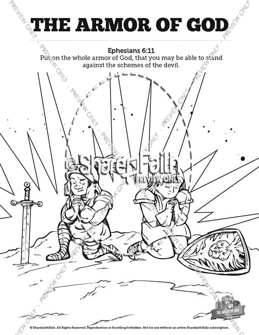 Ephesians the armor of god sunday school coloring pages â