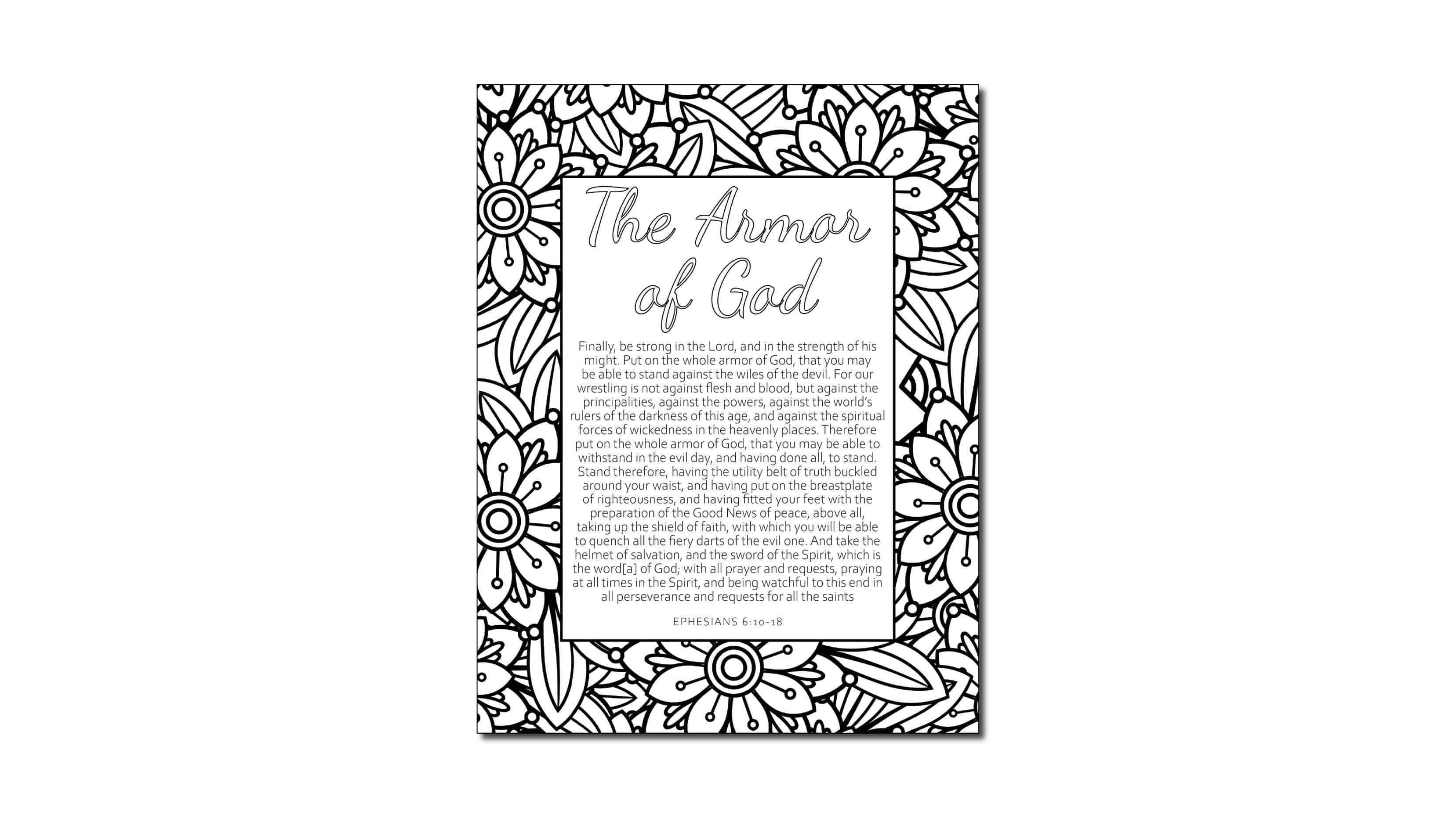 Printable armor of god coloring page