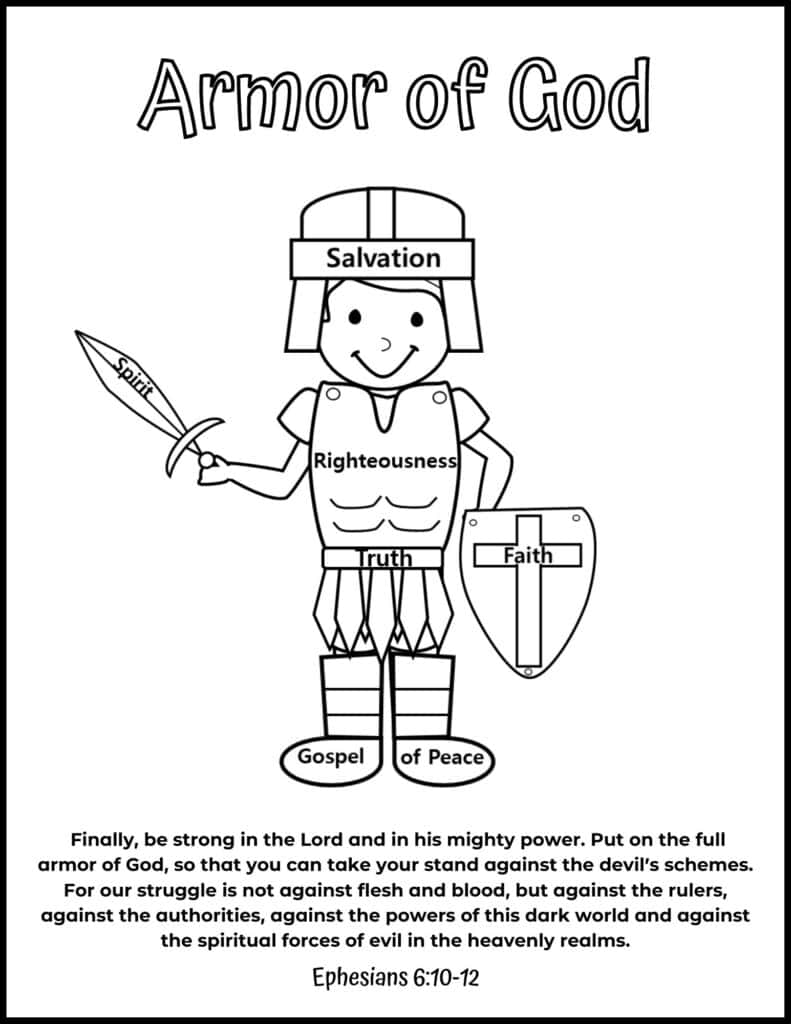 Free printable armor of god coloring pages