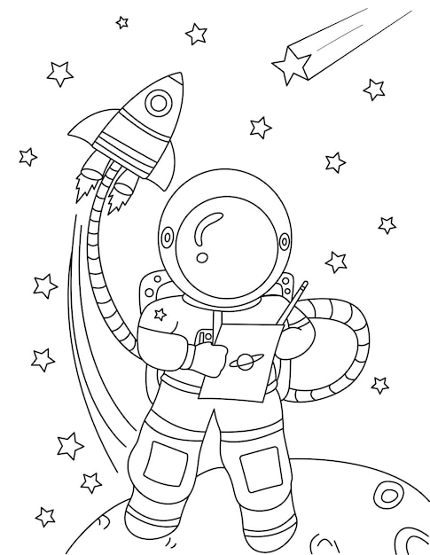 Astronaut coloring pages printable vectors illustrations for free download