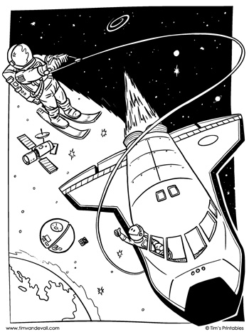 Skiing astronaut coloring page â tims printables