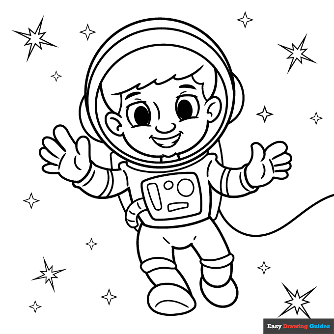 Cartoon astronaut coloring page easy drawing guides