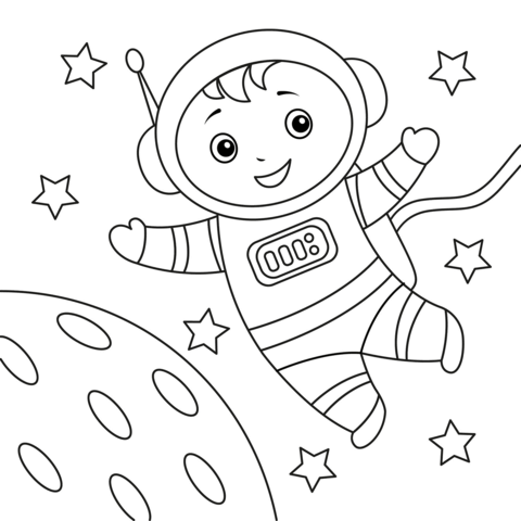 Cartoon astronaut coloring page free printable coloring pages