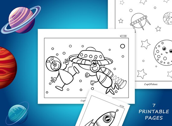 Astronaut coloring pages for kids space digital files printable sheets