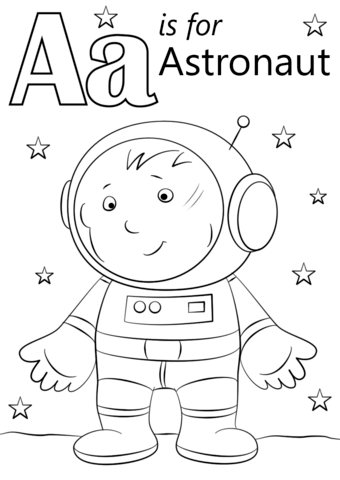 Letter a is for astronaut coloring page free printable coloring pages