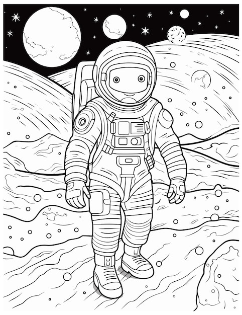 Premium vector astronaut coloring pages for kids