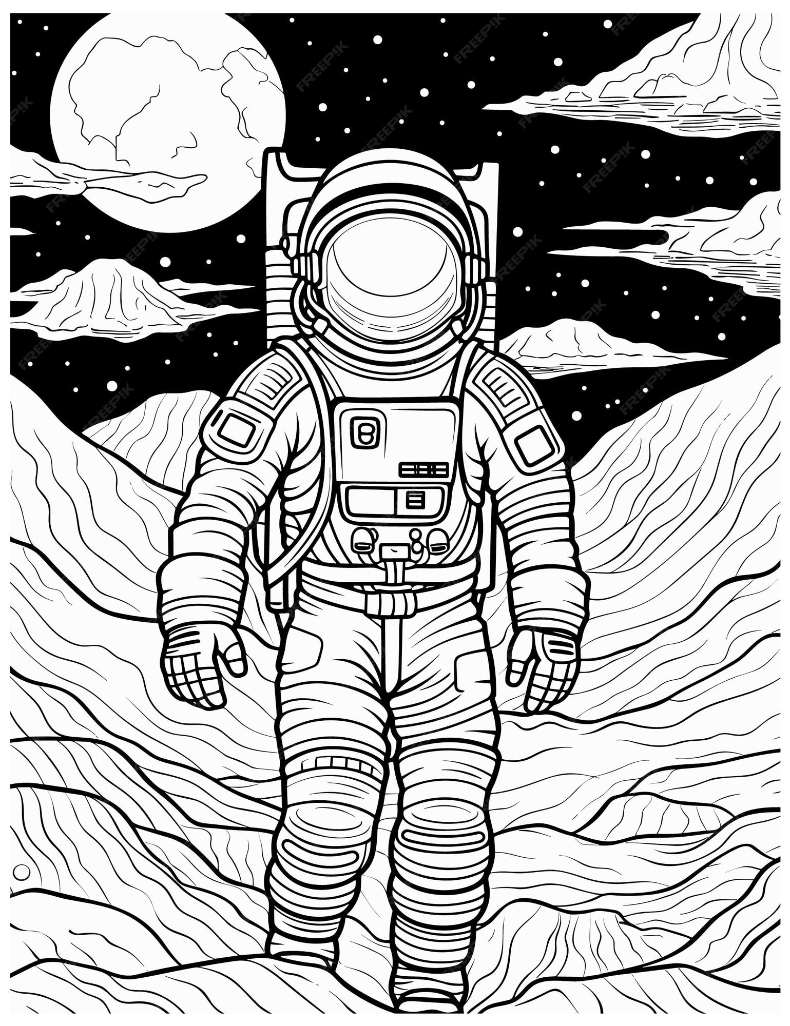 Premium vector astronaut coloring pages for kids
