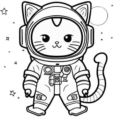 Kitty astronaut coloring page free printable coloring pages