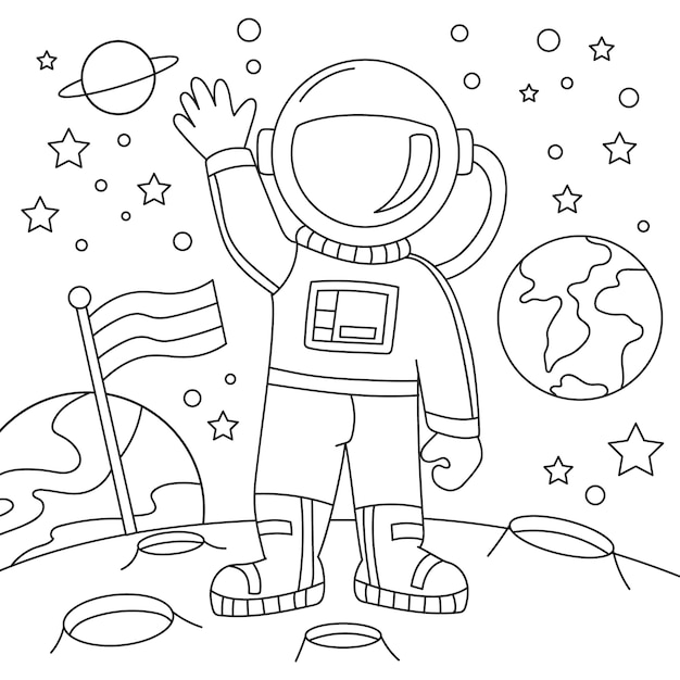 Free vector hand drawn astronaut coloring book illustration