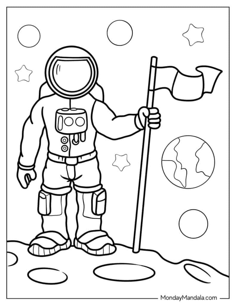 Astronaut coloring pages free pdf printables