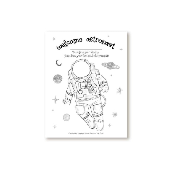 Outer space coloring activity printable astronaut drawing coloring sheet science classroom activity kids adult coloring template pdf