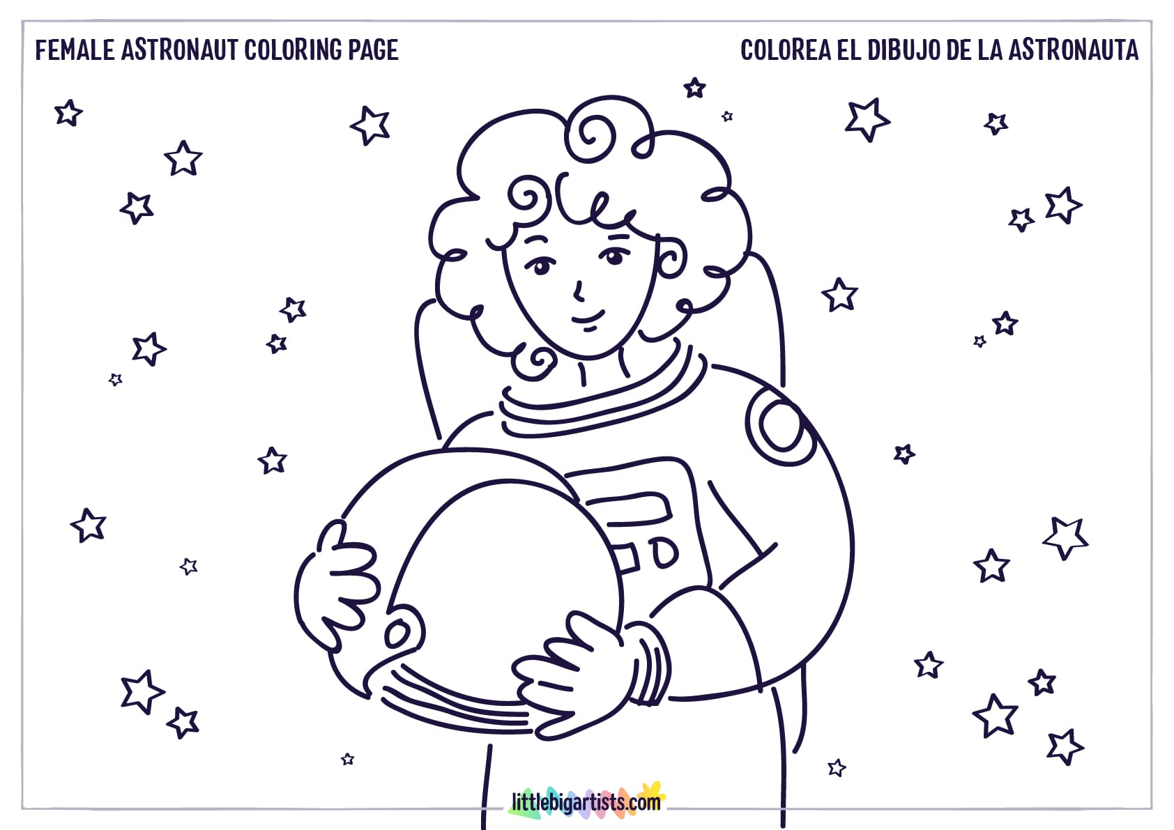 Female astronaut coloring page