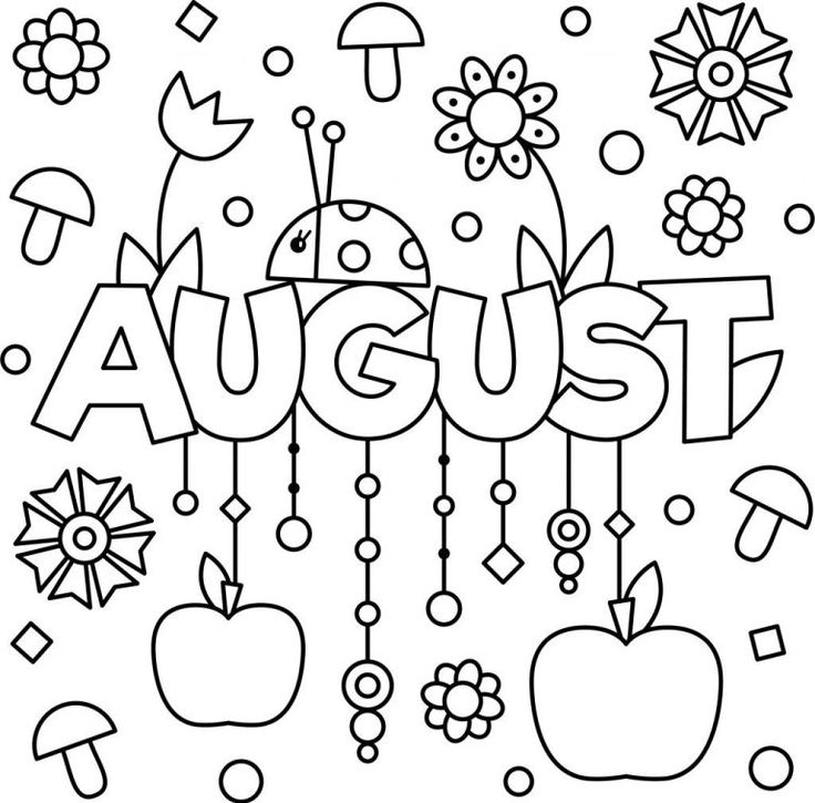Monthly august colouring page printable