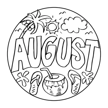 August coloring pages for kids illustration