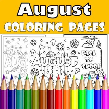 August coloring pages by my kinder universe tpt