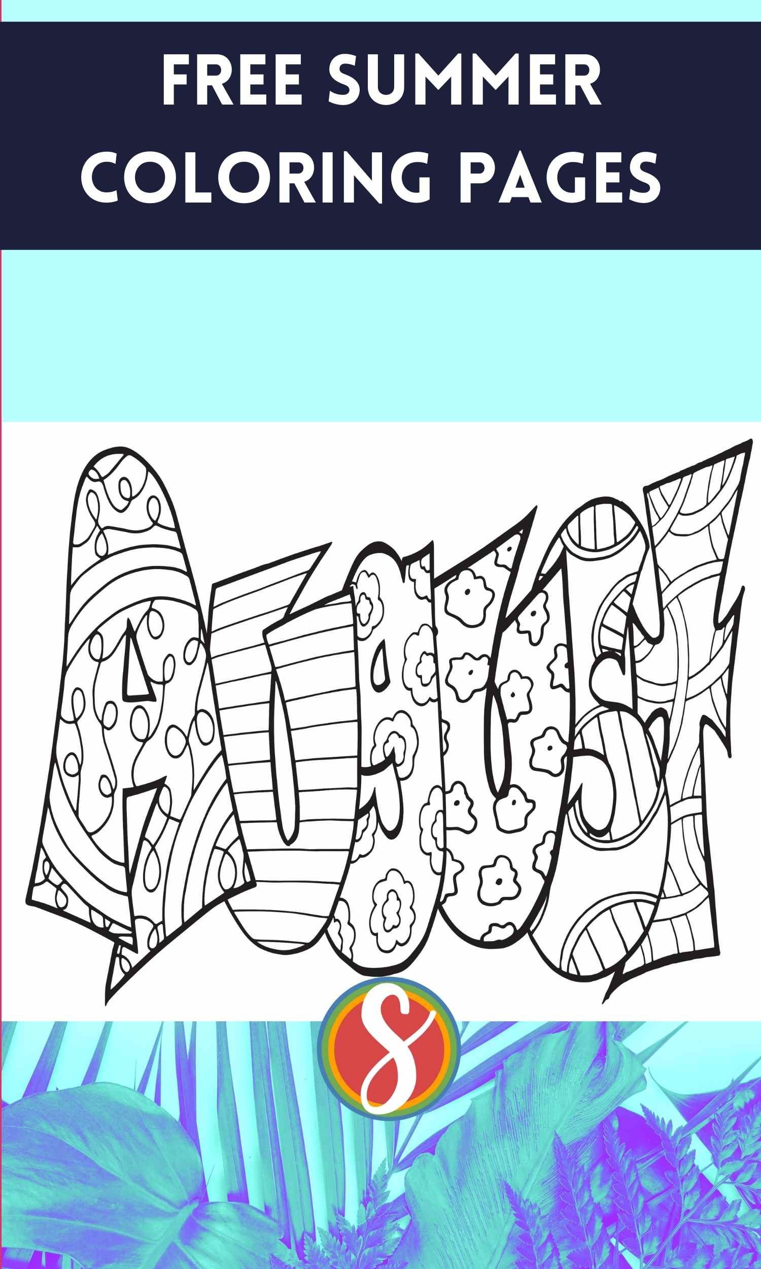 Free summer coloring pages â stevie doodles