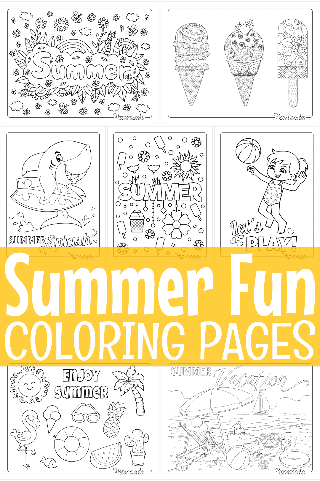 Free summer coloring pages for kids adults