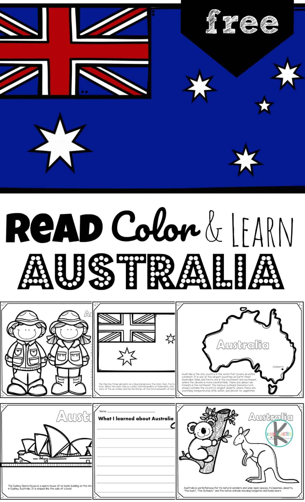 Read color and learn about australia