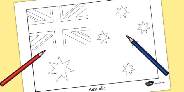 Australia flag template louring sheet teacher made