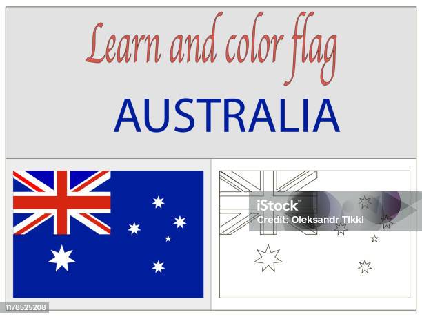 Australia national flag coloring book for education and learning original colors and proportion simply vector illustration from countries flag set stock illustration