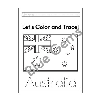 Australia posters trace color sheets australia flag printable sheets