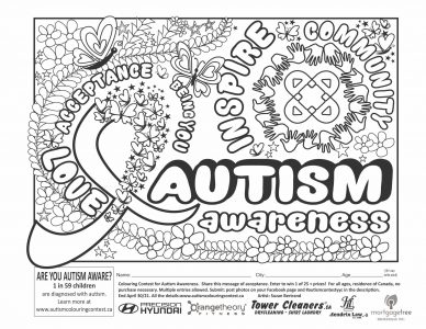 Autism awareness coloring contest