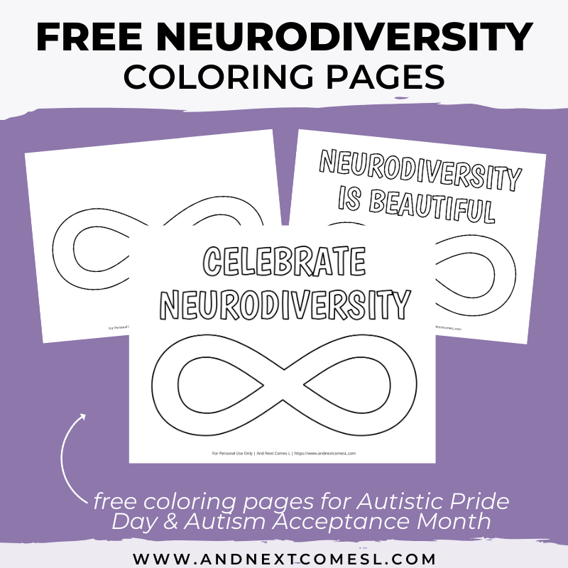 Free printable neurodiversity infinity symbol coloring pages and next es l