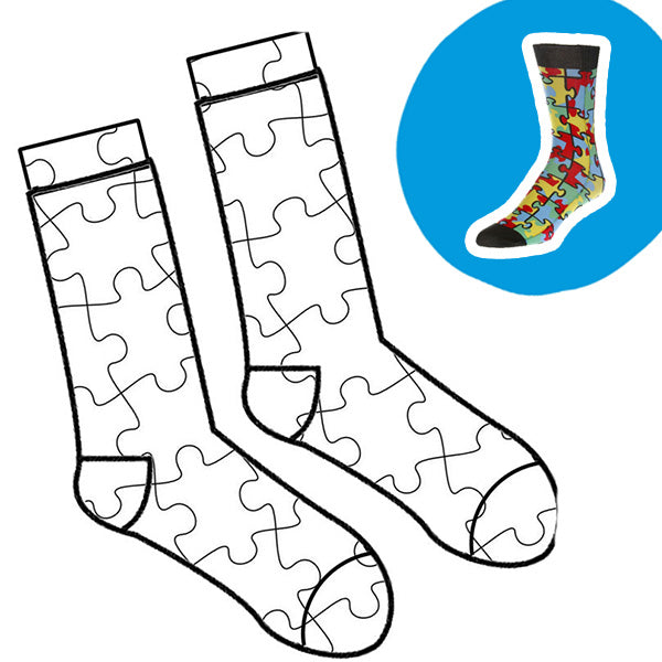 Color your own autism awareness sock for autism awareness month