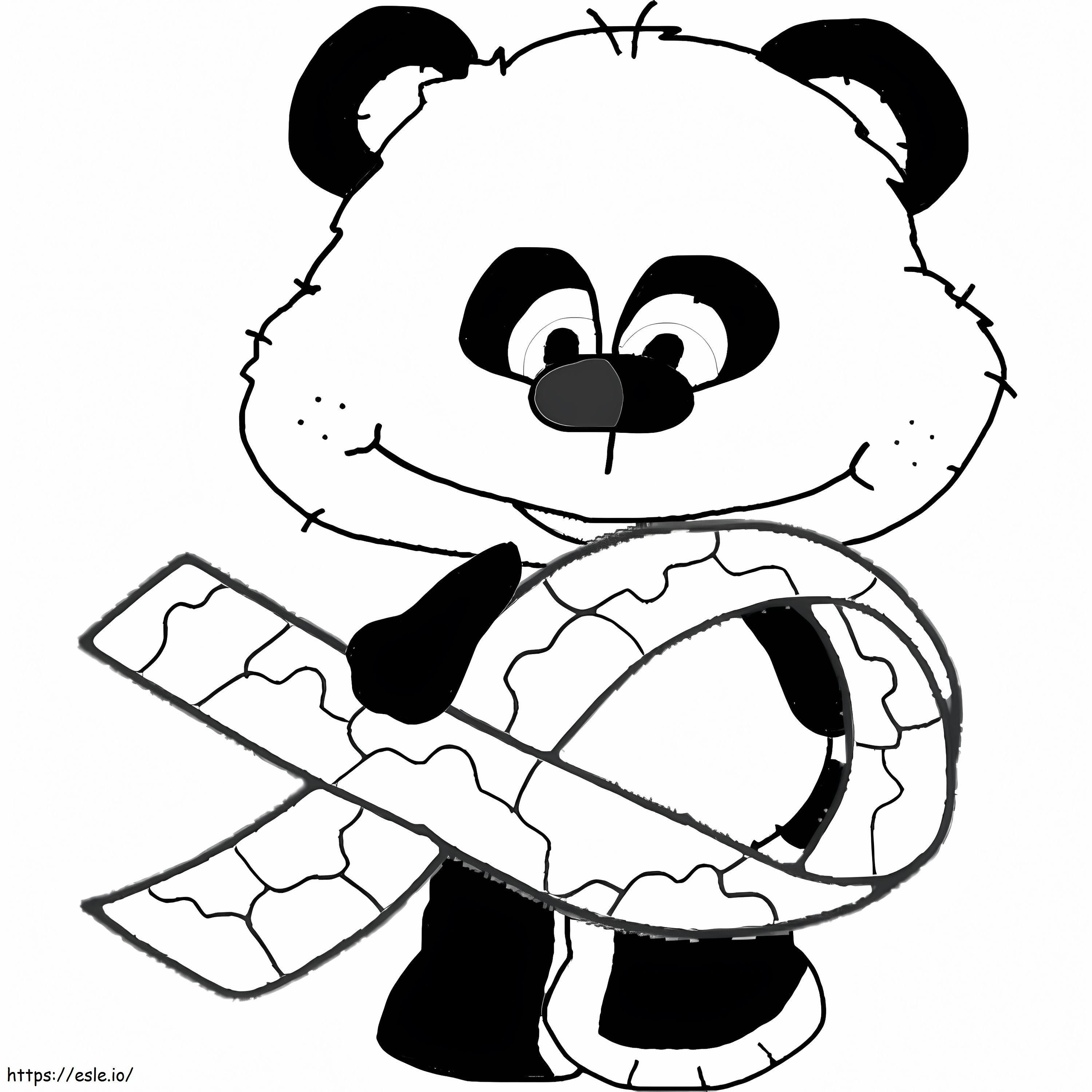 Panda with autism awareness ribbon coloring page