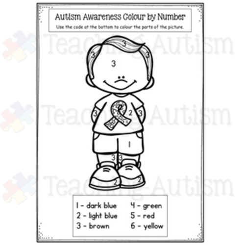 Autism awareness colour by number color by number teaching resources