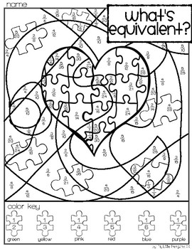 Autism awareness simplify fractions coloring page no prep tpt