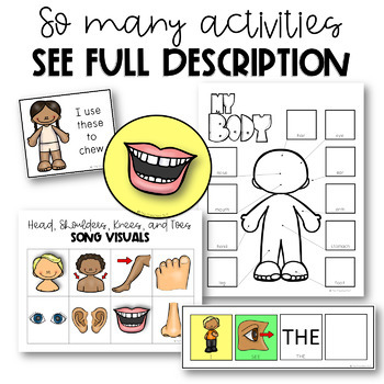 Body parts bundle flashcards no prep printables games for autism sped