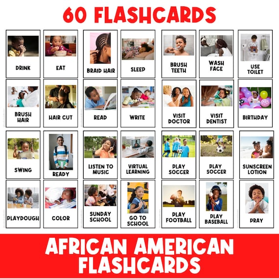 African american printable flashcards black history month daily routines autism munication preschool task cards