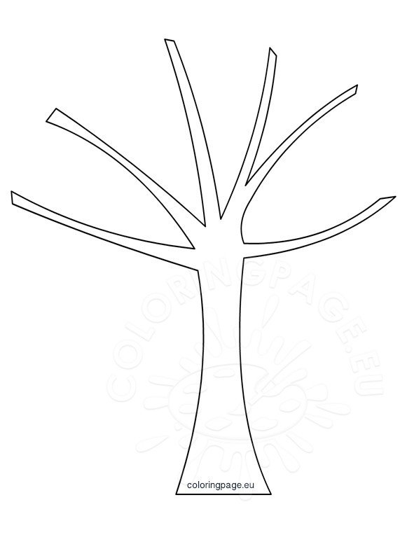 Printable autumn tree template coloring page