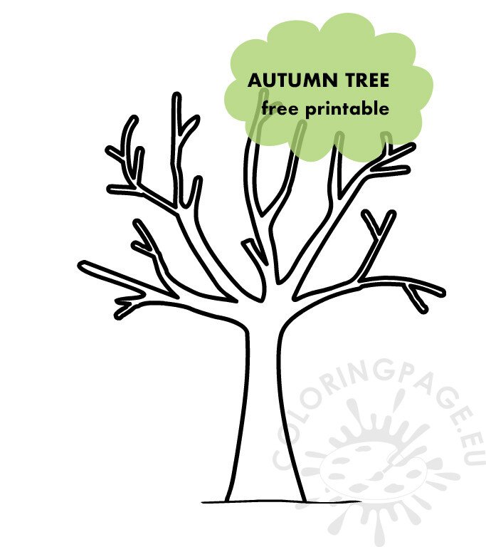 Autumn tree template coloring page