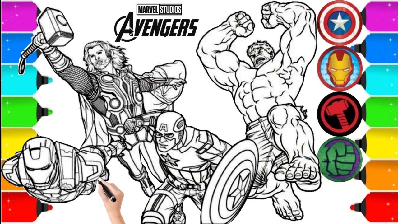 Captain aerica iron an hulk coloring pages drawing painting super heroes coloring pages