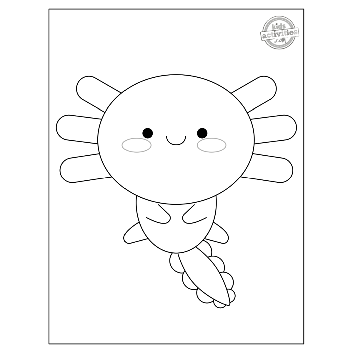 Cute free printable axolotl coloring page kids activities blog