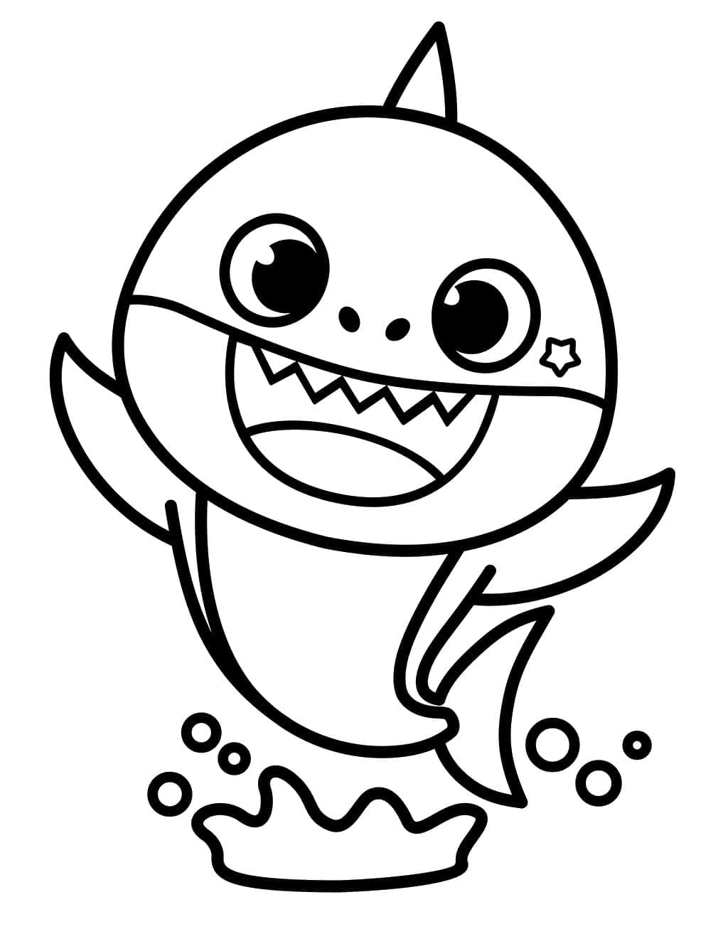 Cute baby shark printable coloring page